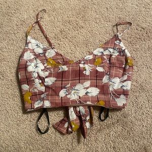 Self Tie Patterned Simple Summer Top